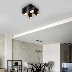 Lampa Sufitowa Spot ANDY Czarny Złoty 4xGU10 22cm