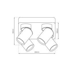 Lampa Sufitowa Spot ANDY Czarny Złoty 4xGU10 22cm
