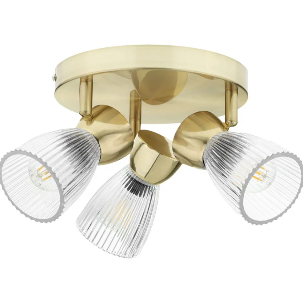 Lampa Sufitowa Spot BEST Złoty Szklane Klosze Koło 3xE14
