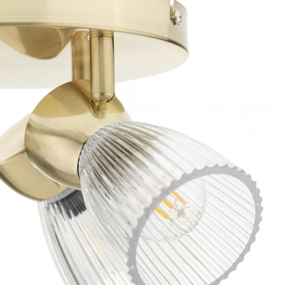 Lampa Sufitowa Spot BEST Złoty Szklane Klosze Koło 3xE14