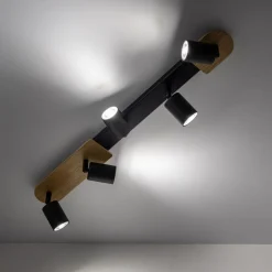 Lampa sufitowa Spot COVER WOOD czarna 5xGU10