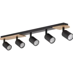 Lampa sufitowa Spot COVER WOOD czarna 5xGU10