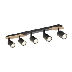 Lampa sufitowa Spot COVER WOOD czarna 5xGU10