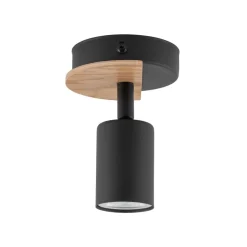 Lampa Sufitowa Spot COVER Czarny Brązowy Drewno 1xGU10