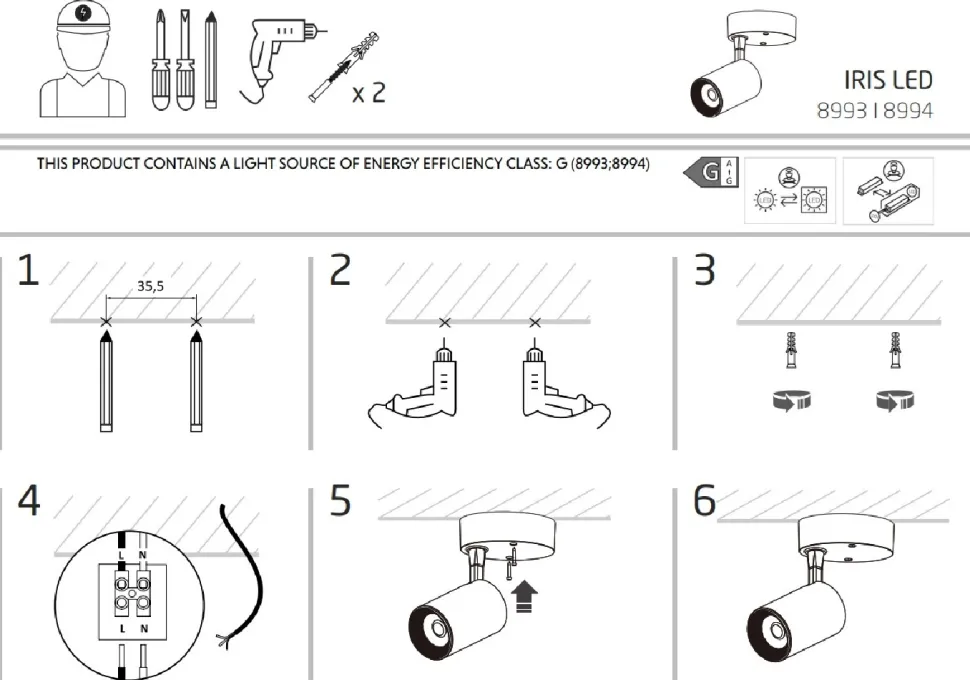 Lampa Sufitowa SPOT IRIS Czarny 7W LED 3000K