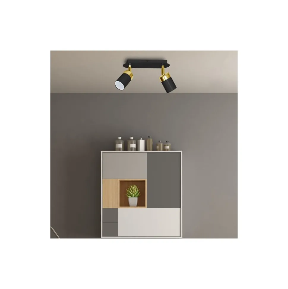 Lampa sufitowa Spot JOKER Czarny Złoty 2xGU10