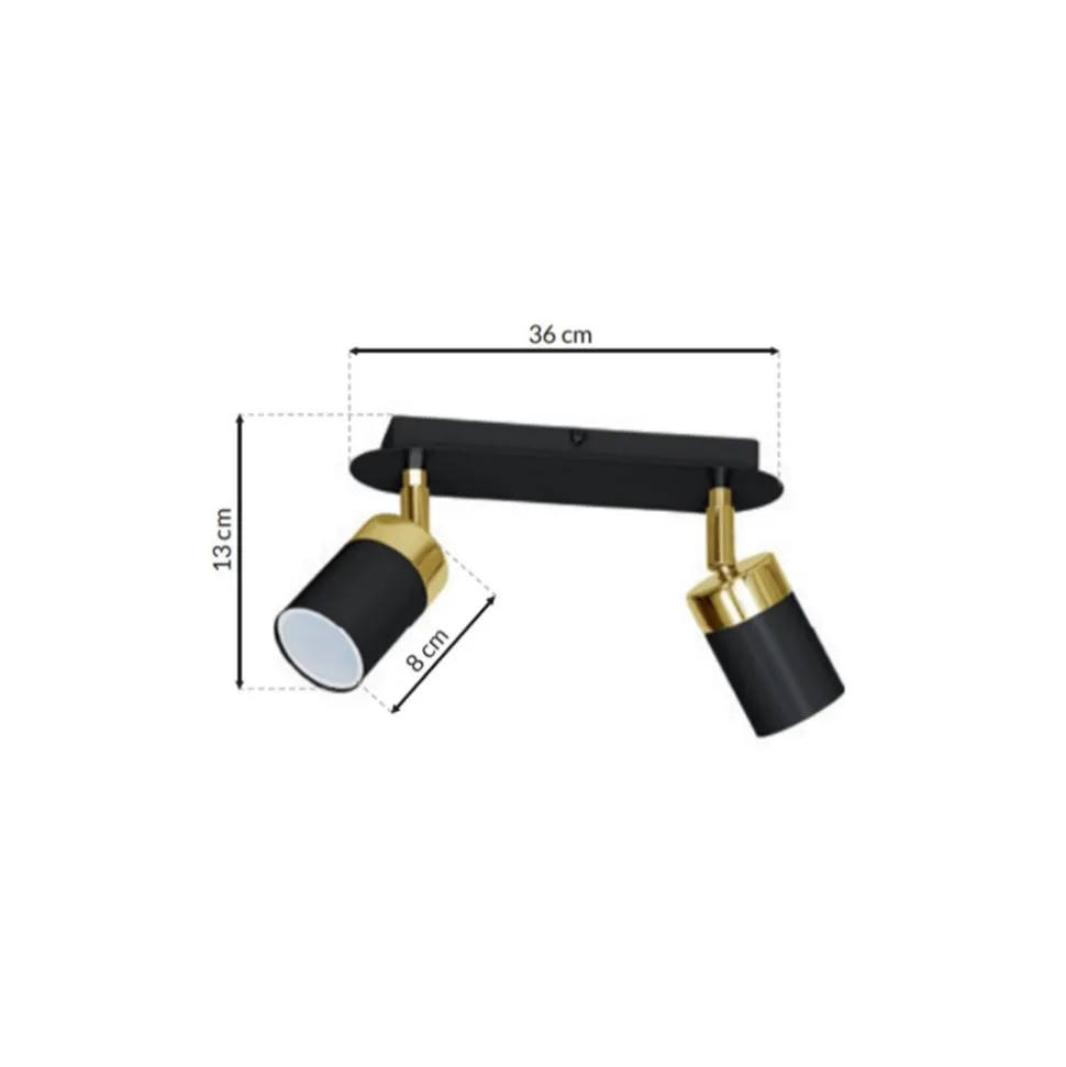 Lampa sufitowa Spot JOKER Czarny Złoty 2xGU10