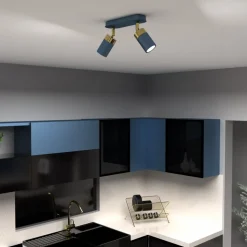 Lampa Sufitowa Spot JOKER Niebieski Złoty 2xGU10
