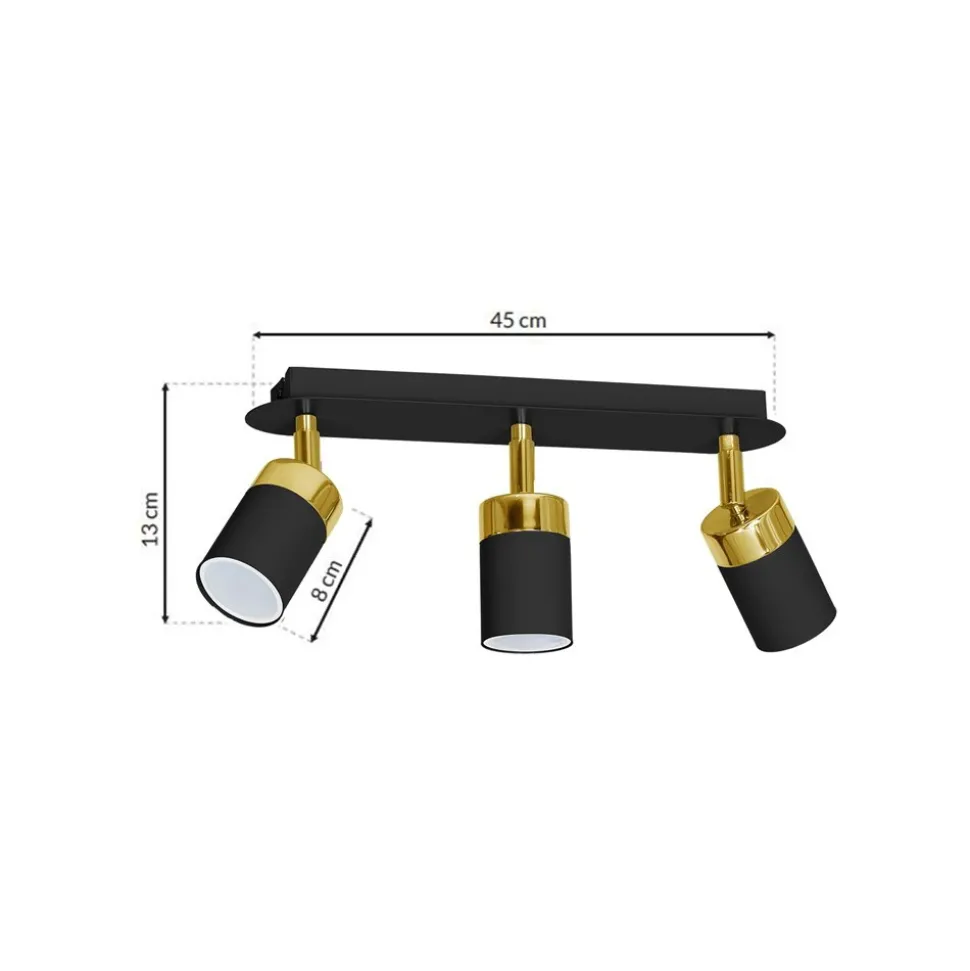 Lampa sufitowa Spot JOKER Czarny Złoty 3xGU10