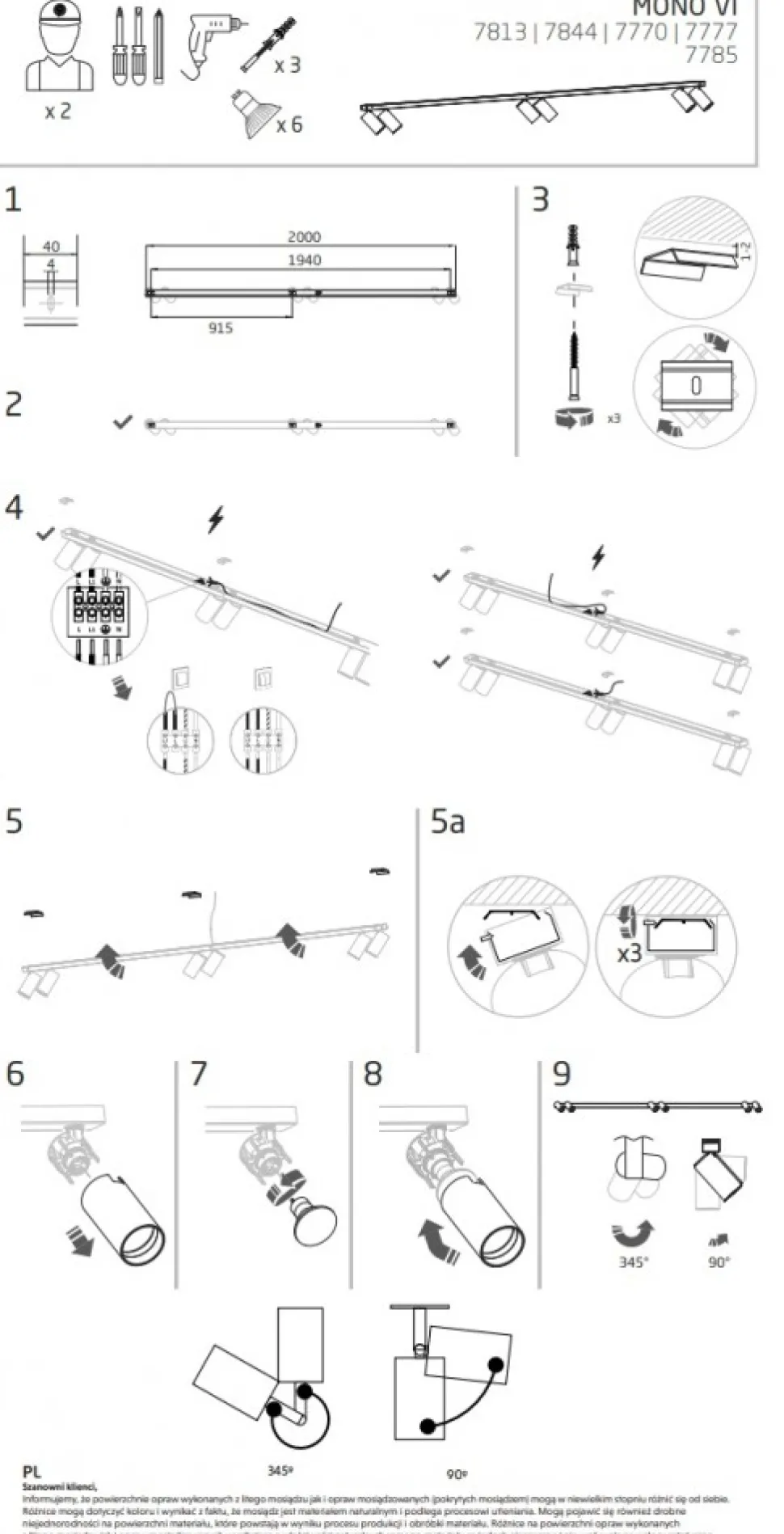 Lampa Sufitowa SPOT MONO Biały Złoty 6xGU10