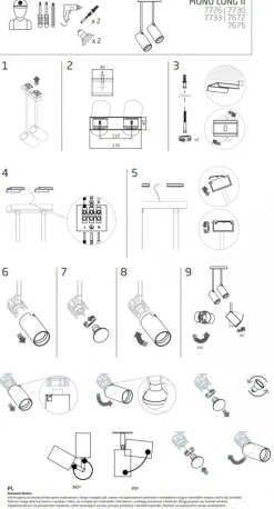 Lampa Sufitowa SPOT MONO LONG Czarny Złoty 2xGU10