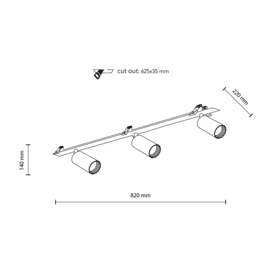 Lampa sufitowa Spot podtynkowa AMIS biała 3xGU10