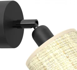 Lampa Sufitowa Spot RATTAN Czarny Beżowy Abażur 1xE14