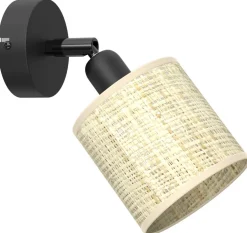 Lampa Sufitowa Spot RATTAN Czarny Beżowy Abażur 1xE14