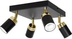 Lampa Sufitowa Spot RENO Czarny Złoty 4xGU10 K