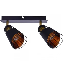 Lampa Sufitowa Spot RICK Czarny Złoty Metalowe Klosze 2xE14