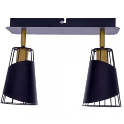 Lampa Sufitowa Spot RICK Czarny Złoty Metalowe Klosze 2xE14