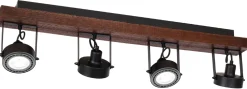 Lampa Sufitowa Spot VIVA WOOD Czarny Brązowy 4xGU10 AR111