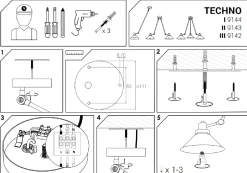 Lampa Sufitowa TECHNO Czarny Biały Metalowe Klosze 3xE27