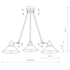 Lampa Sufitowa TECHNO Czarny Biały Metalowe Klosze 3xE27