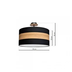 Lampa Sufitowa TERRA Czarny Brązowy Abażur 3xE27 50cm