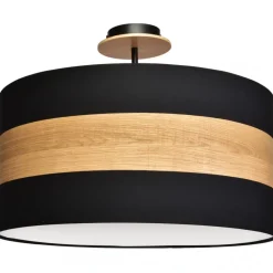 Lampa Sufitowa TERRA Czarny Brązowy Abażur 3xE27 50cm