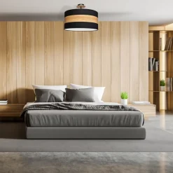 Lampa Sufitowa TERRA Czarny Brązowy Abażur 3xE27 50cm