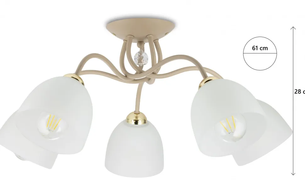 Lampa Sufitowa Tina Beżowa Szkło 5xE27 61 cm