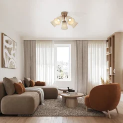 Lampa sufitowa VAIO sabia beżowy abażur len 5xE27