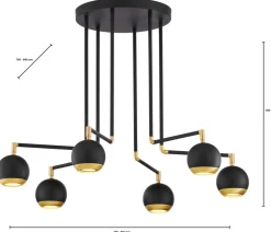 Lampa Sufitowa VILAR Czarny 6xGU10