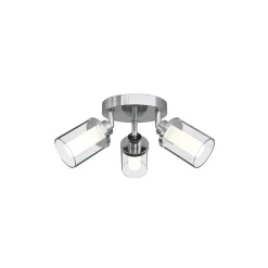 Lampa Sufitowa VISTA Srebrny Szklany Klosz 3xG9