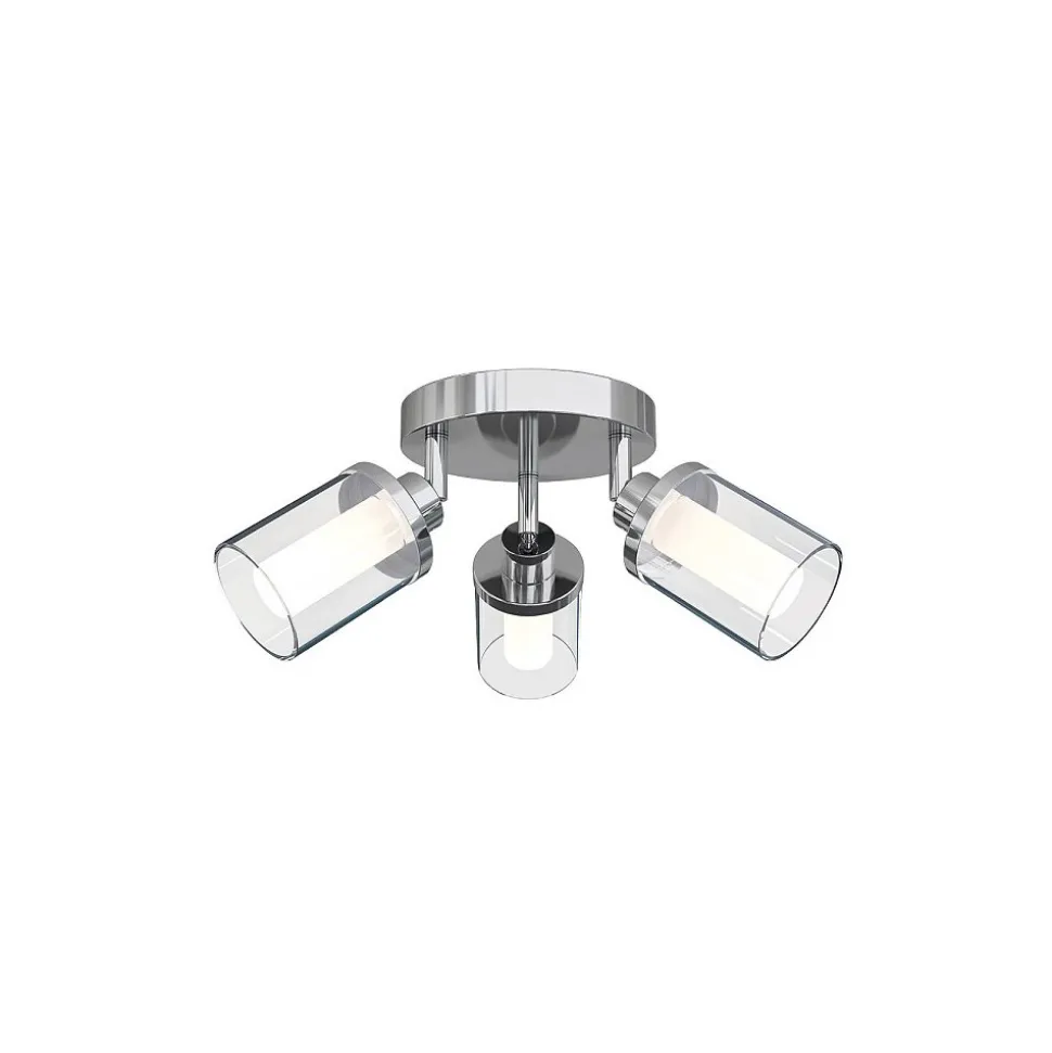 Lampa Sufitowa VISTA Srebrny Szklany Klosz 3xG9