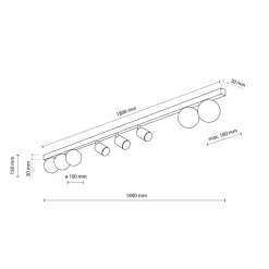 Lampa sufitowa VOX czarna klosz biały 8xG9