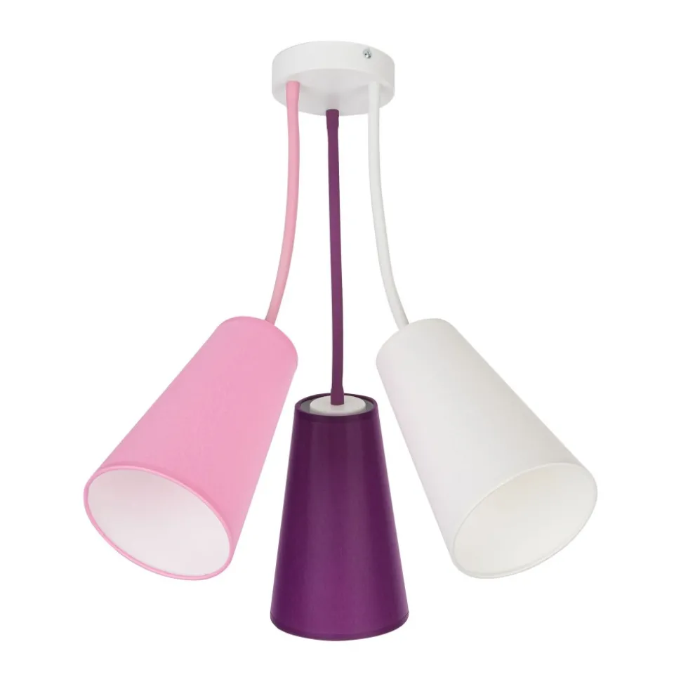 Lampa Sufitowa WIRE KIDS Biały Fioletowy Abażury 3xE27