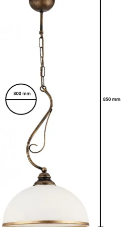 Lampa Sufitowa XSARA Brązowy Patyna Biały Szklany Klosz 1xE27 30 cm