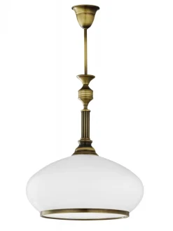 Lampa Sufitowa ZEUS Patyna Biały Szklany Klosz 1xE27 40 cm