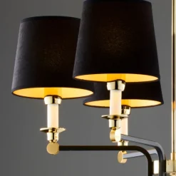 Lampa wisząca ABANDO złota czarny abażur 6xE27