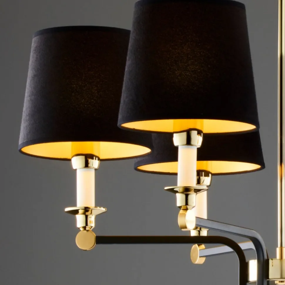 Lampa wisząca ABANDO złota czarny abażur 6xE27