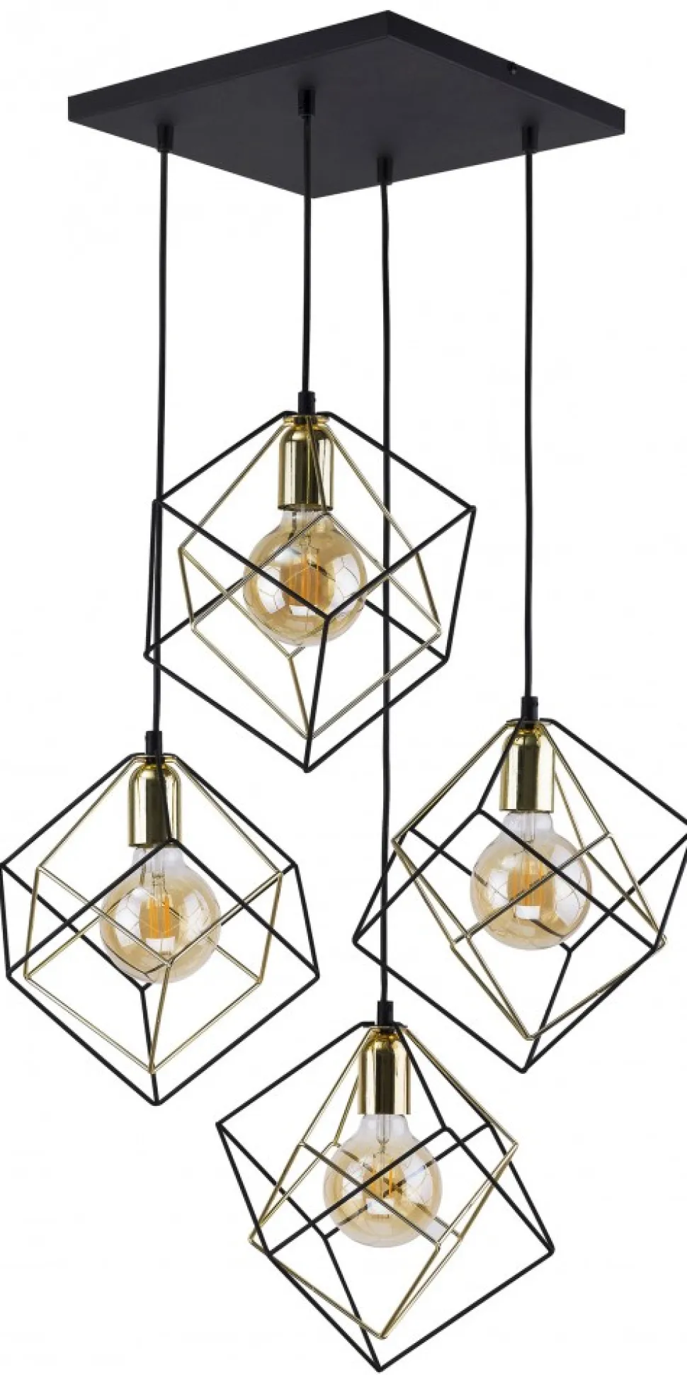Lampa Wisząca ALAMBRE Czarny Złoty 4xE27