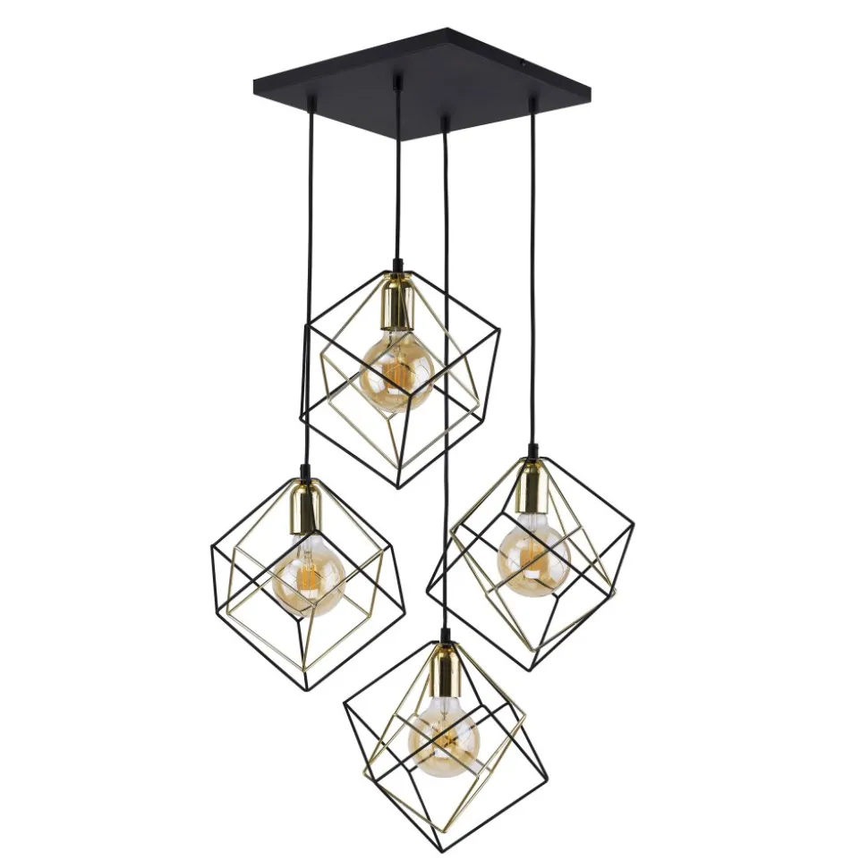 Lampa Wisząca ALAMBRE Czarny Złoty 4xE27