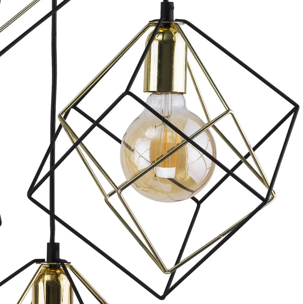 Lampa Wisząca ALAMBRE Czarny Złoty 4xE27