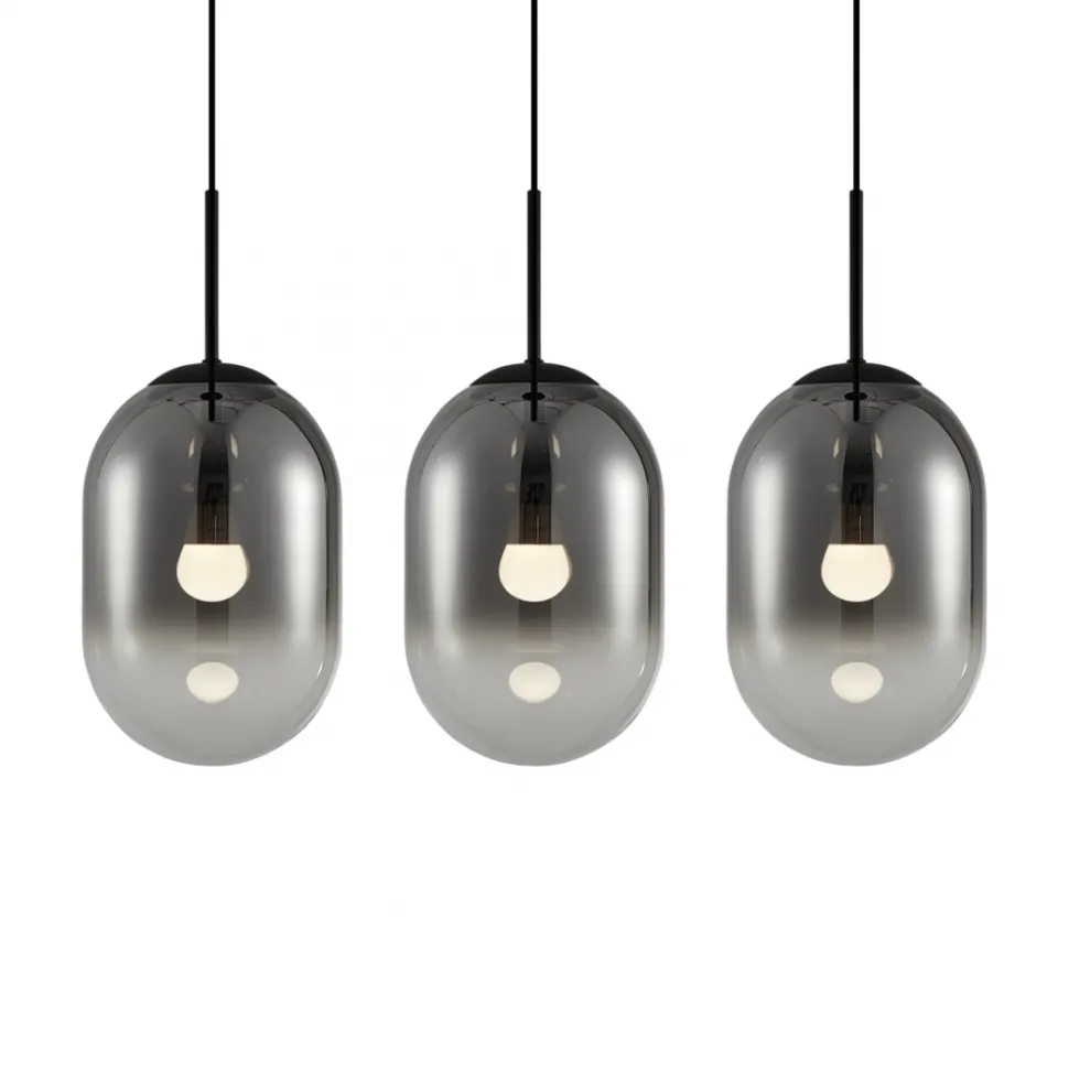 Lampa Wisząca ALIAS Czarny Szklane Klosze 3xE14