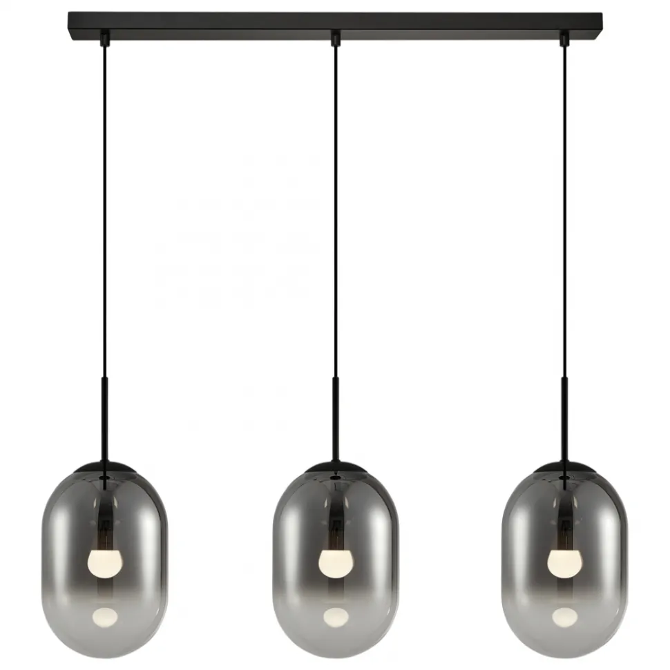 Lampa Wisząca ALIAS Czarny Szklane Klosze 3xE14