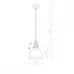 Lampa Wisząca AMALFI Czarny Dymiony Klosz 1xE27 20cm