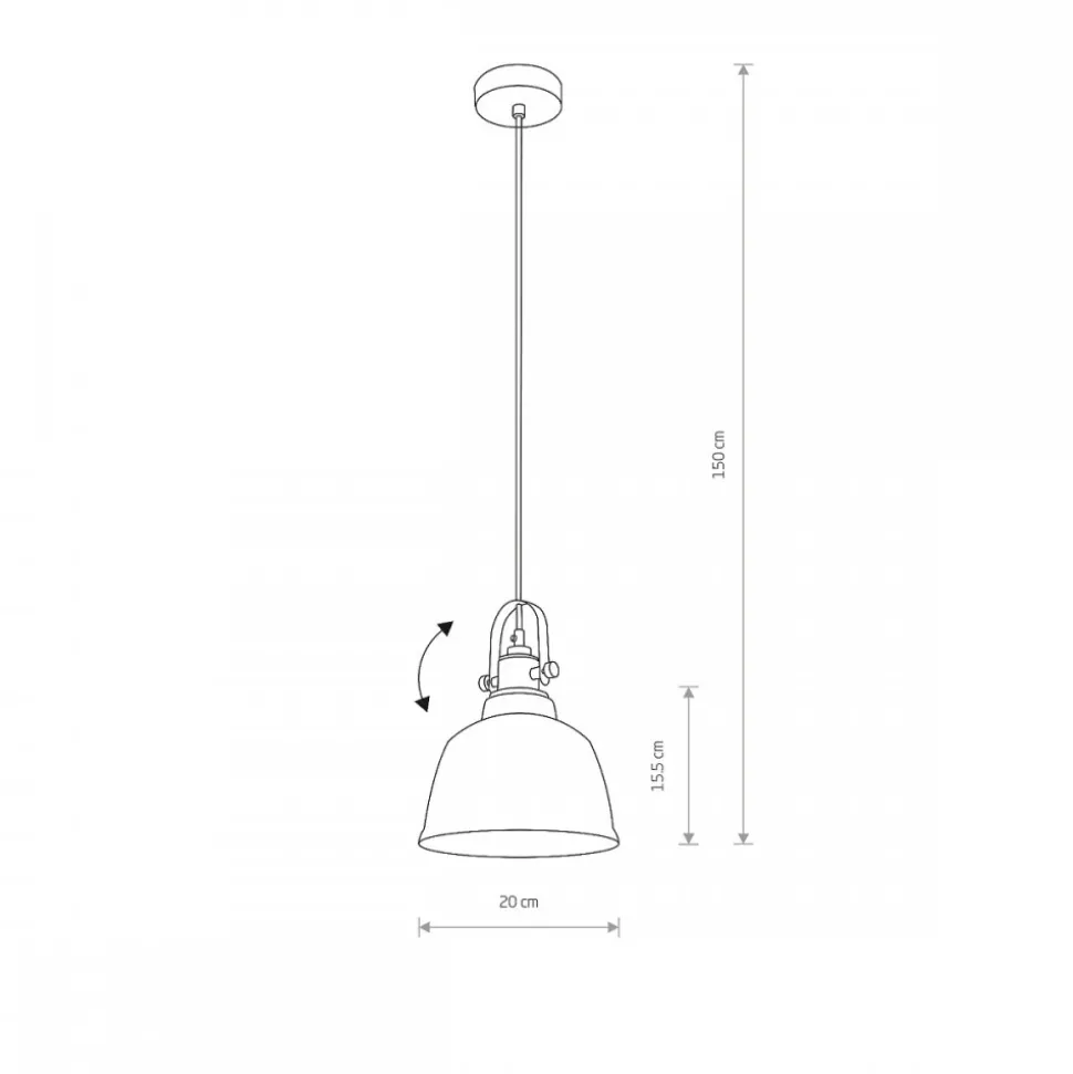 Lampa Wisząca AMALFI Czarny Dymiony Klosz 1xE27 20cm