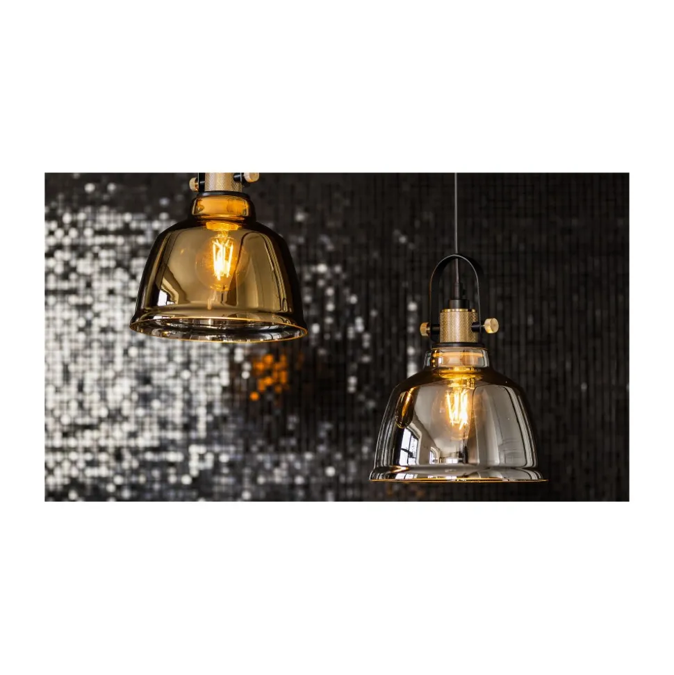 Lampa Wisząca AMALFI Czarny Dymiony Klosz 1xE27 20cm
