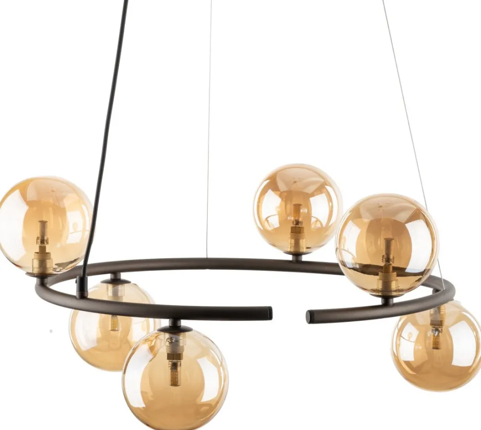 Lampa Wisząca ANABELLE Brązowy Szklane Klosze 6xG9