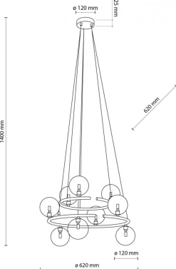 Lampa Wisząca ANABELLE Czarny Grafitowy Szklane Klosze 9xG9