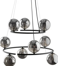 Lampa Wisząca ANABELLE Czarny Grafitowy Szklane Klosze 9xG9