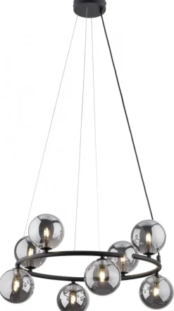 Lampa Wisząca ANABELLE Czarny Grafitowy Szklane Klosze 8xG9